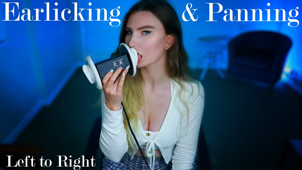 ASMR Earlicking & Audio Panning - Deep licking & fluttering w/ DELAY, mouth sounds & panning L to R