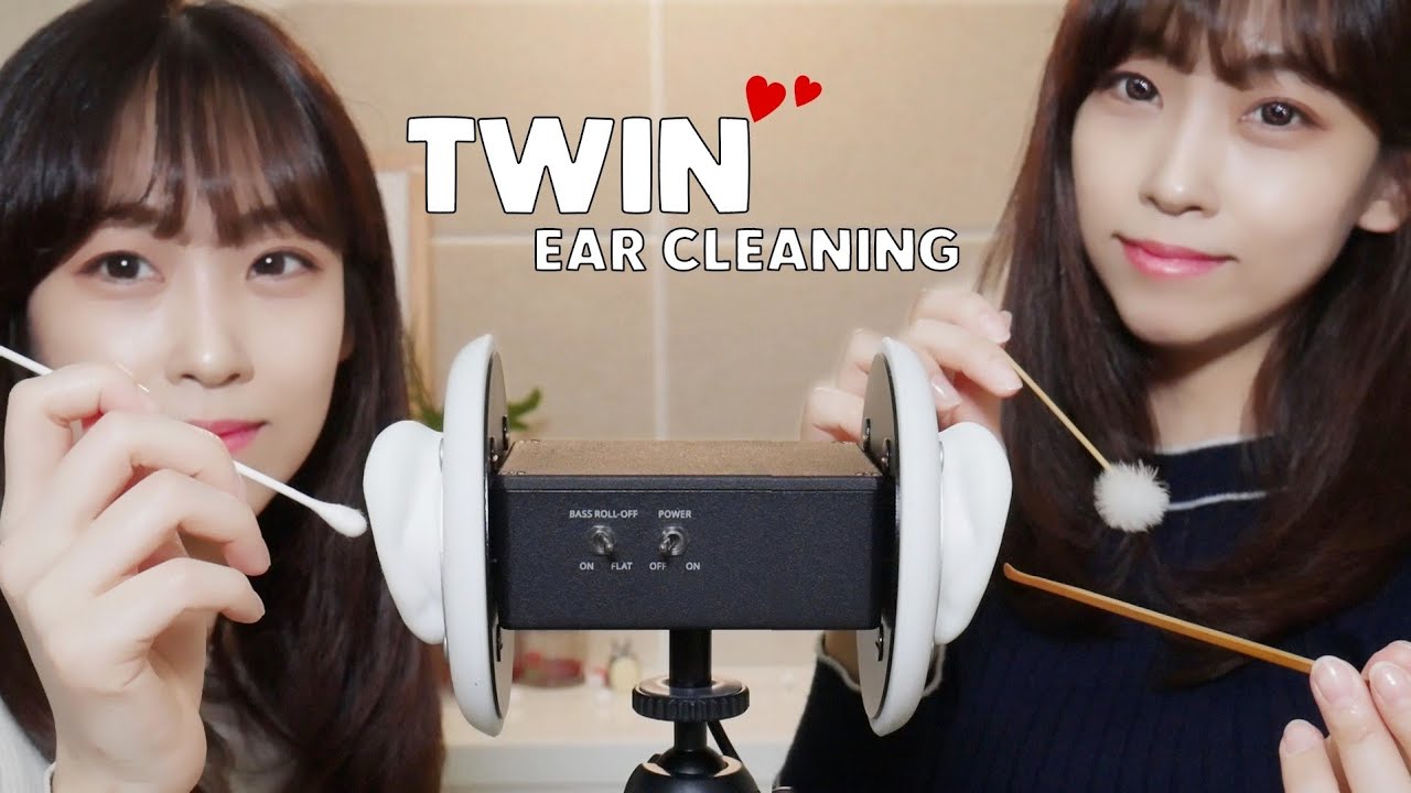 [ASMR] 쌍둥이 풀코스 귀청소 / 소독, 귀청소, 귀마사지 / Twin Full-course Ear Cleaning (No Talking)