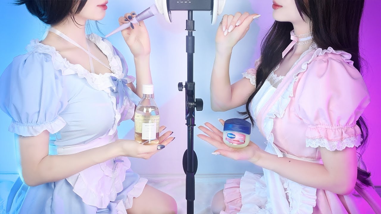 ASMR(Sub) 👩👩‍🦰Twin Maid's Ears Massage Full Course (Whispering)